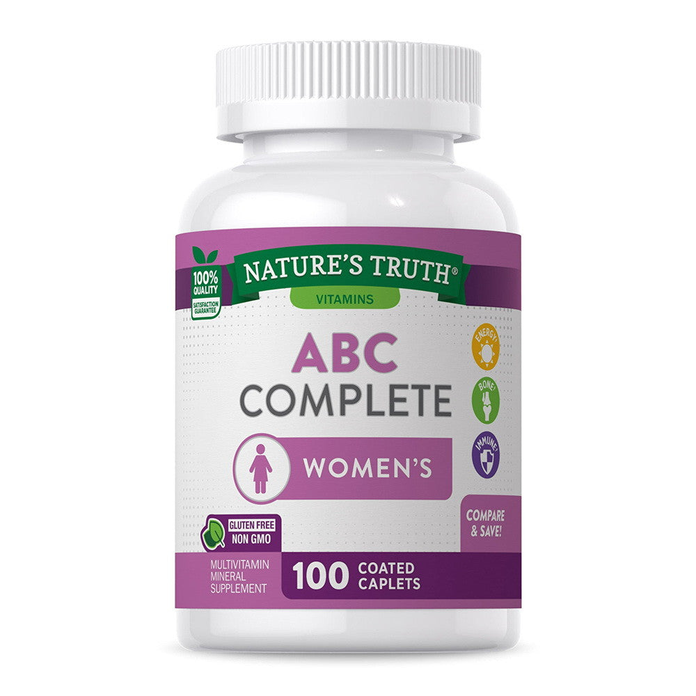 Natures Truth Vitamins ABC Complete Womens Multivitamin Mineral Supplement Coated Caplets, 100 Ea